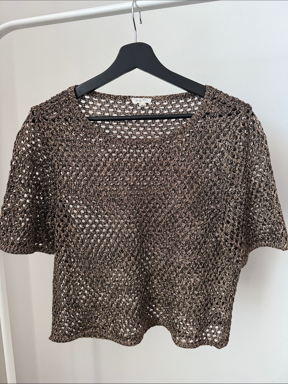 Pilcro Open-Knit Metallic Cropped Top Size L - Picture 3 of 11